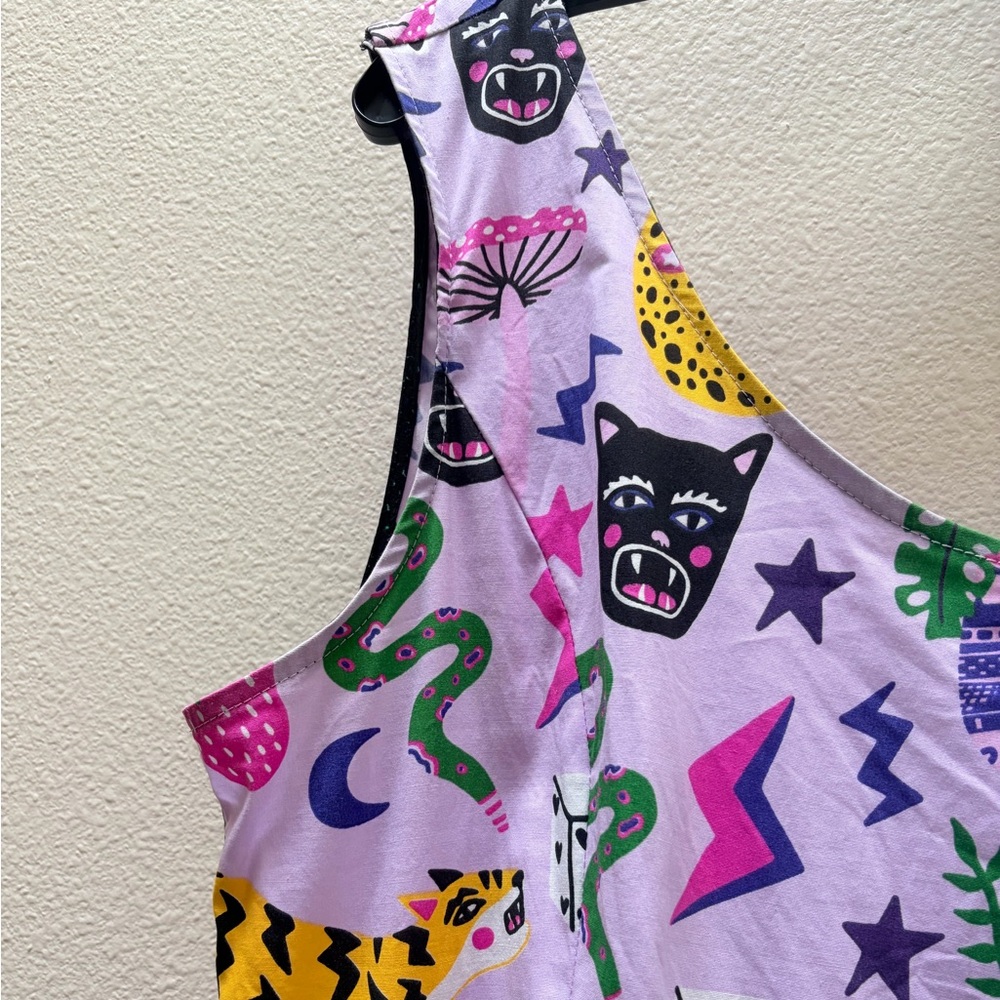 Nooworks Pocket Hastings Misty Mini Dress Tiger Mushroom Monstera Jungle 2X - Picture 2 of 7